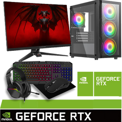 Full Black Package Ryzen 5 Nvidia RTX 5060 24" or 27" Screen Gaming PC ACX08B