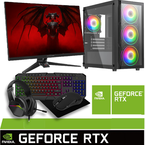 Full Black Package Ryzen 5 Nvidia RTX 5060 24" or 27" Screen Gaming PC ACX08B
