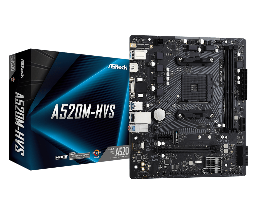 ASRock A520M TW＋Ryzen5 3500 中古 ASROCK A520M HVS AMD Ryzen Motherboard ACC28 – Gaming & Custom PCs