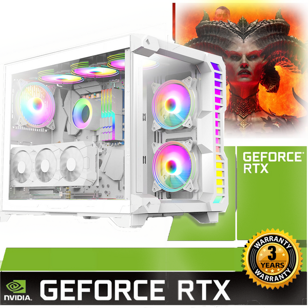 One Off Deal White Ryzen 7 CPU 32GB Nvidia RTX 4060 White Gaming PC ACX481