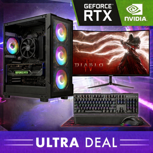Ultra Deal 12 RYZEN 5 8400 32GB DDR5 Nvidia RTX 5060 Gaming PC 32" 165hz Package ACXX13