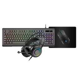 Gamer 4 in 1 kit - Keyboard Mouse Mat & Headset BLACK or WHITE ACC55