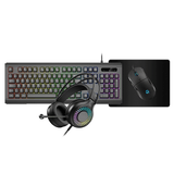 Gamer 4 in 1 kit - Keyboard Mouse Mat & Headset BLACK or WHITE ACC55