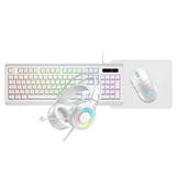 Gamer 4 in 1 kit - Keyboard Mouse Mat & Headset BLACK or WHITE ACC55