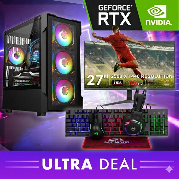 Ultra Deal 11 RYZEN 5  32GB Nvidia RTX 5060 Gaming PC 27" QHD Package ACXX09