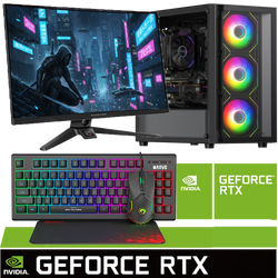 Full Black Package Ryzen 5 Nvidia RTX 5060 24" or 27" Screen Gaming PC ACX08B