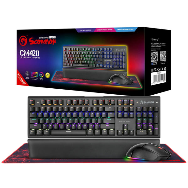 3-in-1 ADVANCED GAMING COMBO Mechanical Keyboard with Mouse and Mat CM420