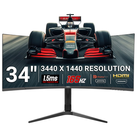 34-inch UWQHD Curved UltraWide 165Hz Gaming Monitor 100% sRGB Colour Gamut Quad HD 3440 x 1440 IPS 1ms ACC34C