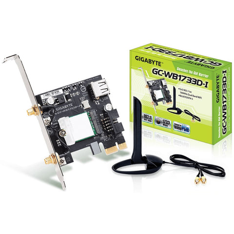 Gigabyte GC-WB1733D-I Intel Wireless AC1750 Dual Band PCI-Express WiFi Card with Bluetooth 5.0 c/w Antenna  ACC51