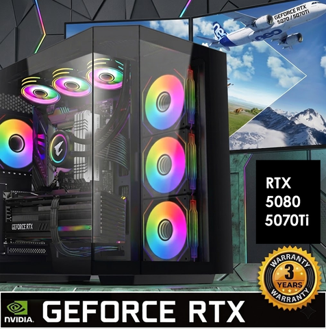 RYZEN 9600x 9700x 9800x3D 32GB DDR5 2TB Nvidia RTX 5070 Ti 5080 Gaming PC AC712