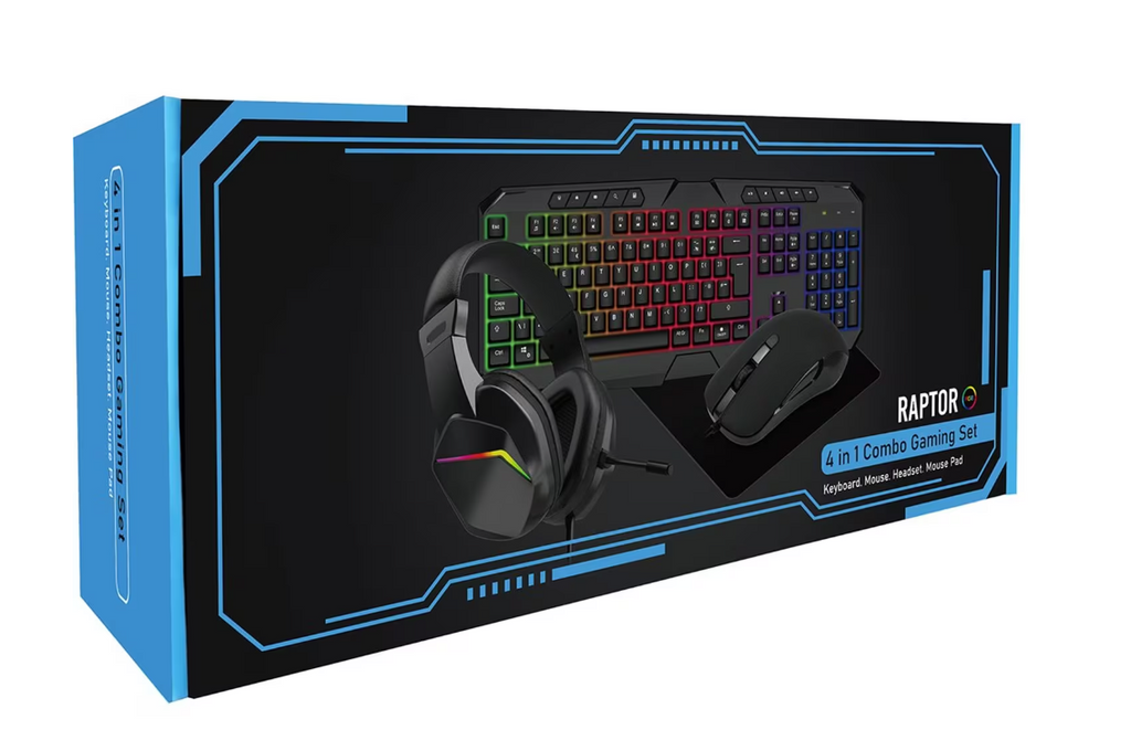 Mouse Pointer Style Raptor Gaming Bundle Raptor 4-in-1 Keyboard Mouse Headset Mouse Pad Combo Kit ...