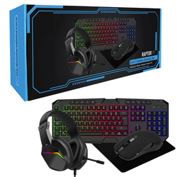 Gaming Bundle Raptor 4-in-1 Keyboard Mouse Headset Mouse Pad Combo Kit ACC39
