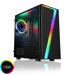 Computer Case Seven MATX Gaming Case Rainbow RGB Strip 1 x Rainbow RGB Fan Acrylic Side